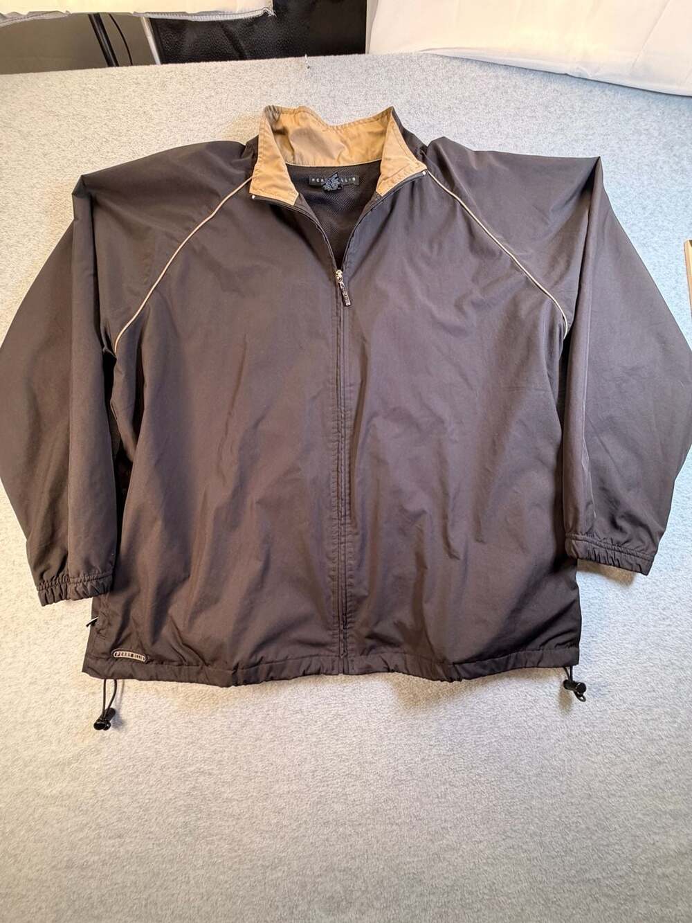 Perry Ellis Windbreaker Jacket Size XL Black Polyester Full Zip